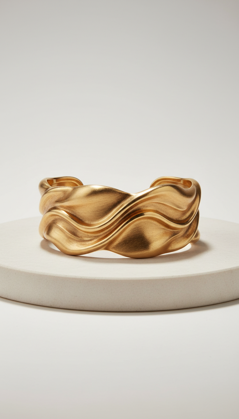 18K Gold Sculptural Cuff Bracelet