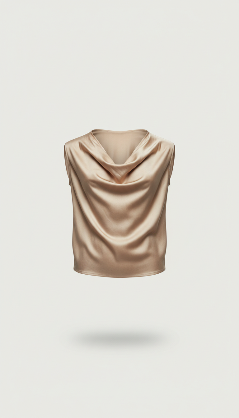 Silk Draped Blouse with Fluid Lines