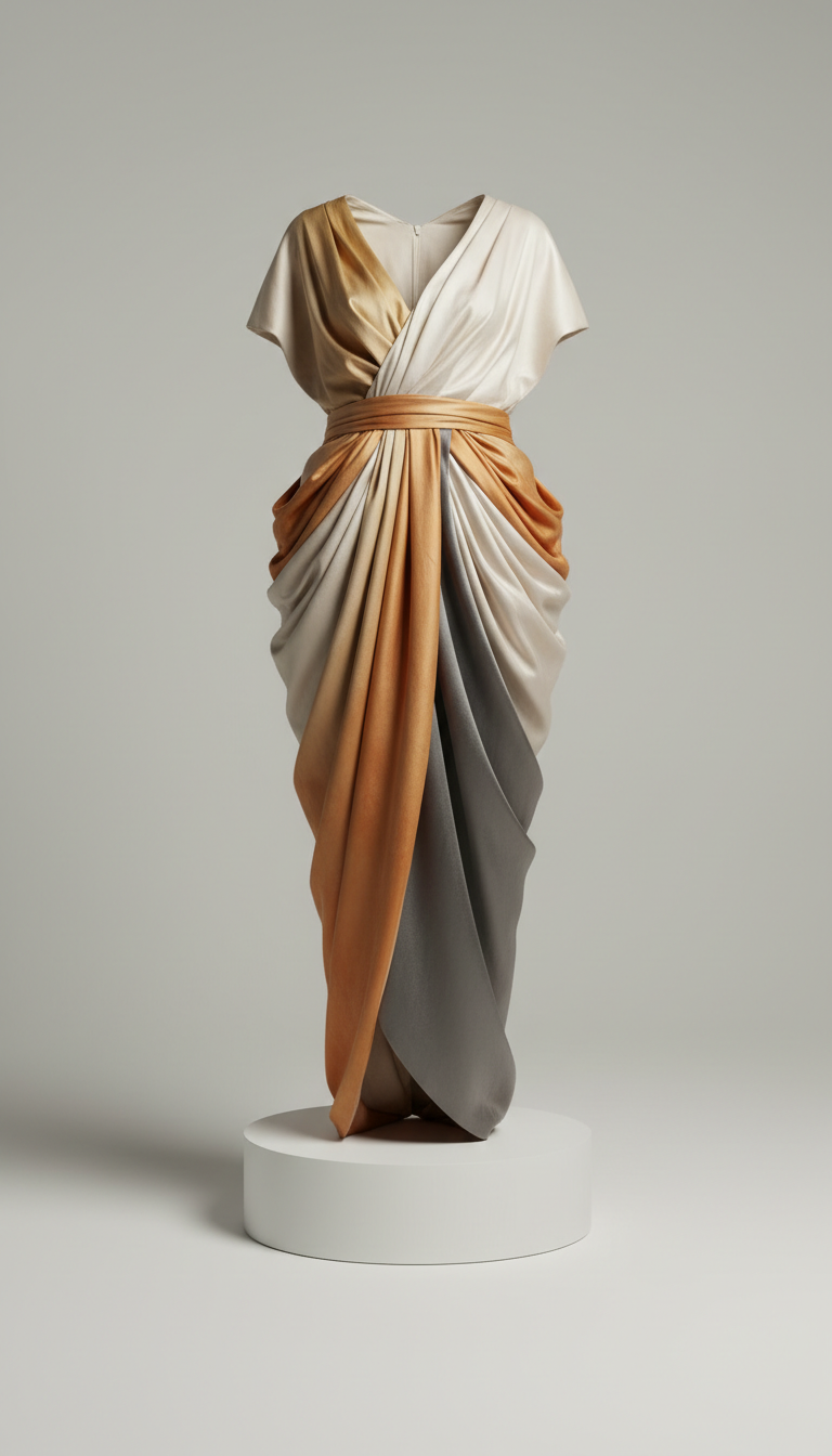 Silk Draped Dress Avant-Garde Cut
