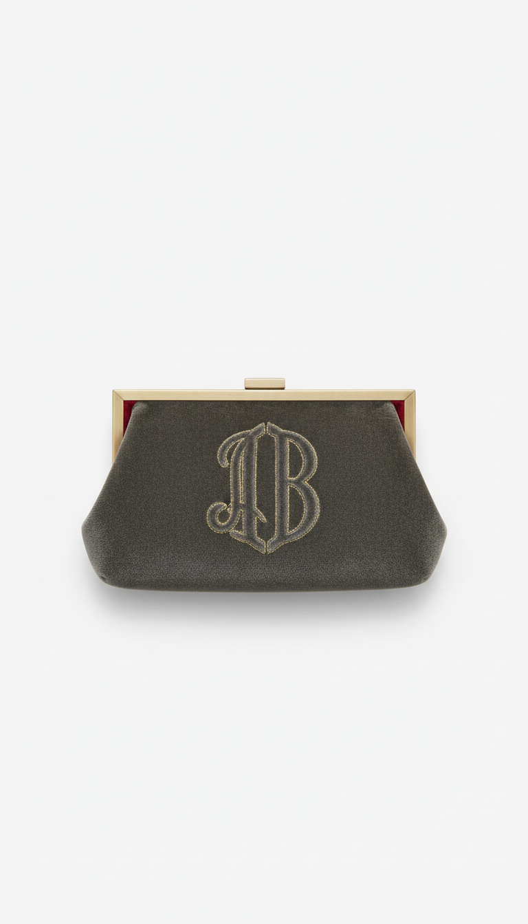 Velvet-Lined Monogrammed Clutch